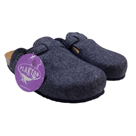 Plakton Clogs Women 9 40 Blue Blogg Felted Wool Cork Slip On Soft Footbed NEW - Picture 1 of 8
